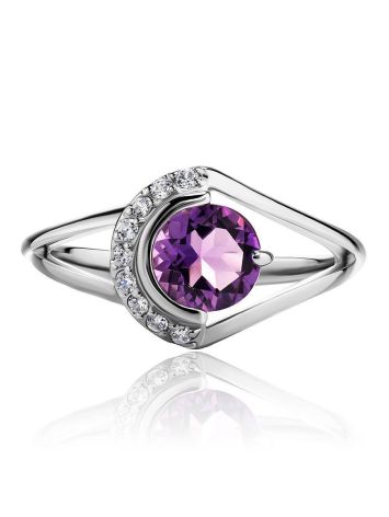 Sterling Silver Ring With Amethyst And Crystals, Ring Size: 7 / 17.5, image , picture 3