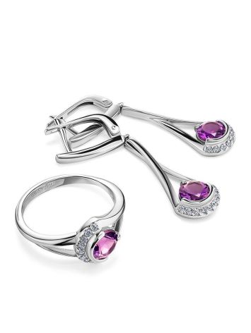 Sterling Silver Dangles With Amethyst And Crystals, image , picture 3