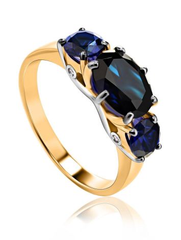 Golden Ring With Sapphires And Diamonds The Meramaid, Ring Size: 7 / 17.5, image 
