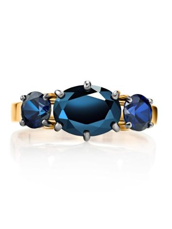 Golden Ring With Sapphires And Diamonds The Meramaid, Ring Size: 7 / 17.5, image , picture 4