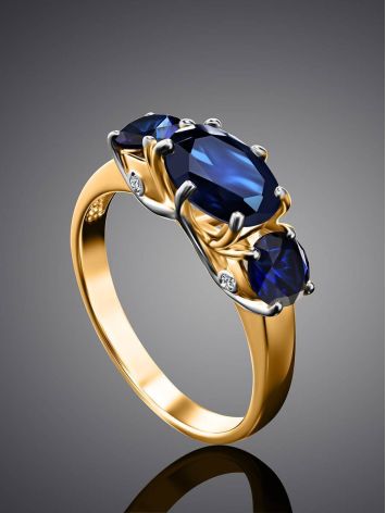 Golden Ring With Sapphires And Diamonds The Meramaid, Ring Size: 7 / 17.5, image , picture 2