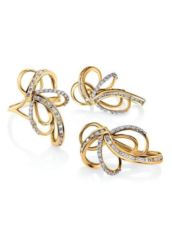 Fabulous Golden Earrings With White Diamonds, image , picture 3