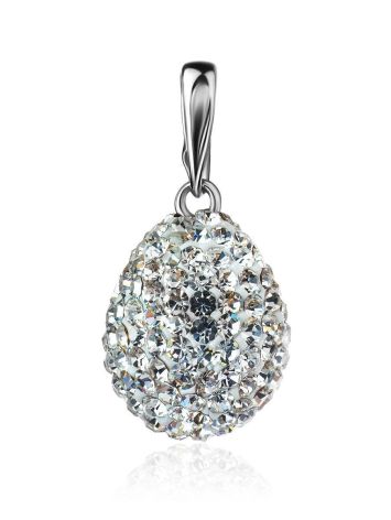Silver Drop Pendant With White Crystals The Eclat, image 