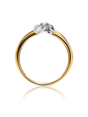 Two Toned Golden Ring With Solitaire Diamond, Ring Size: 6 / 16.5, image , picture 3