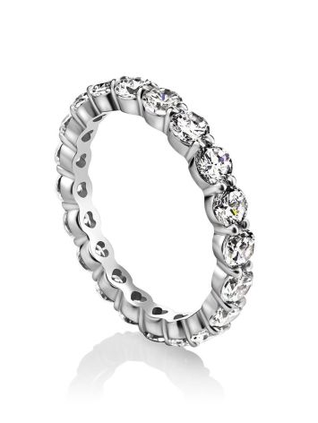 Feminine White Crystal Silver Ring, Ring Size: 8.5 / 18.5, image 