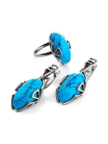 Sterling Silver Earrings With Reconstructed Turquoise Centerpieces, image , picture 6
