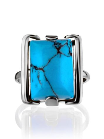 Geometric Reconstructed Turquoise Ring In Sterling Silver, Ring Size: 5.5 / 16, image , picture 4