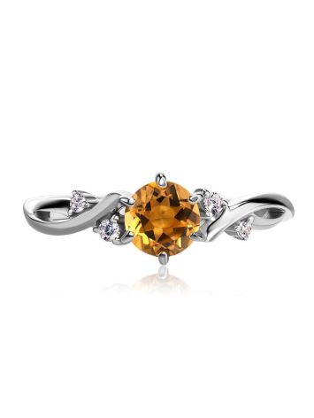 Silver Ring With Citrine And White Crystals, Ring Size: 6 / 16.5, image , picture 3