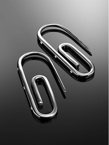 Silver Crystal Paperclip Earrings, image , picture 2