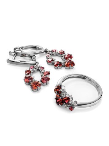 Silver Ring With Red and White Crystals, Ring Size: 6.5 / 17, image , picture 4