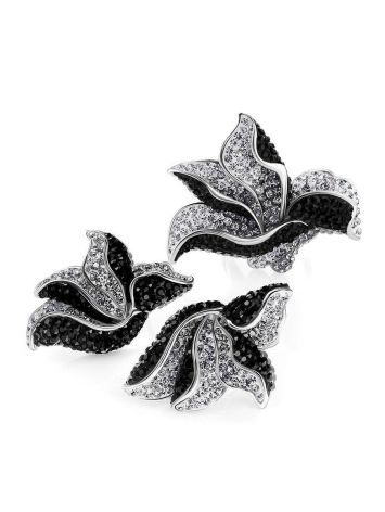 Bold Floral Silver Ring With Crystals The Jungle, Ring Size: 6.5 / 17, image , picture 5