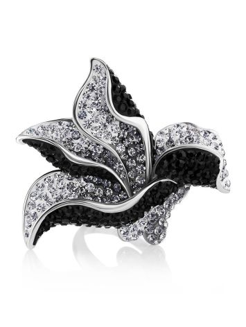 Bold Floral Silver Ring With Crystals The Jungle, Ring Size: 6.5 / 17, image , picture 4