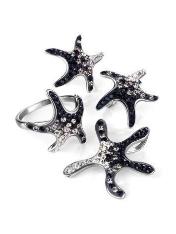 Silver Starfish Pendant With Black And White Crystals The Jungle, image , picture 5