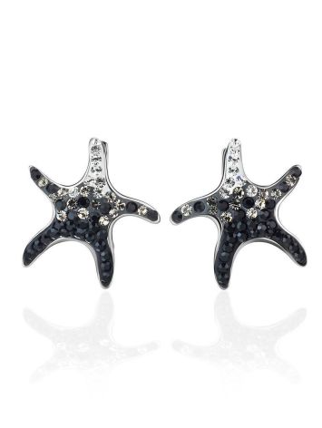 Silver Starfish Earrings With Black And White Crystals The Jungle, image , picture 4
