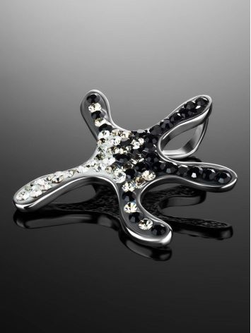 Silver Starfish Pendant With Black And White Crystals The Jungle, image , picture 2