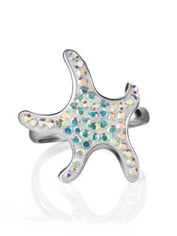 Silver Starfish Ring With Chameleon Crystals The Jungle, Ring Size: 6.5 / 17, image , picture 4