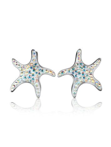 Silver Starfish Earrings With Chameleon Crystals The Jungle, image , picture 4