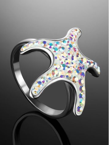 Silver Starfish Ring With Chameleon Crystals The Jungle, Ring Size: 6.5 / 17, image , picture 2