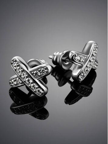 Ultra Stylish Silver Crystal Studs, image , picture 2