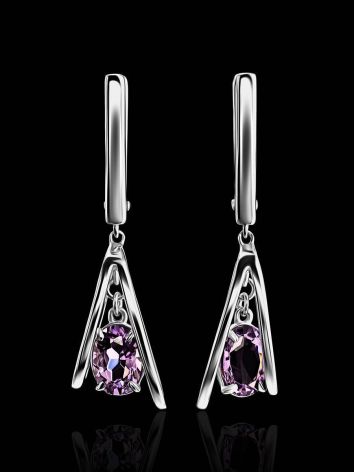 Stylish Silver Dangles With Amethyst, image , picture 2