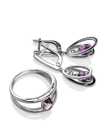 Stylish Silver Dangles With Amethyst, image , picture 3