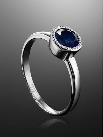 Sterling Silver Ring With Synthetic Sapphire Centerstone, Ring Size: 8 / 18, image , picture 2