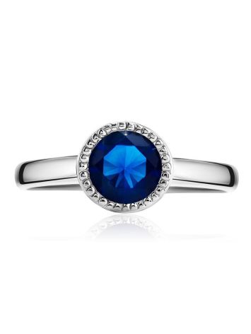 Sterling Silver Ring With Synthetic Sapphire Centerstone, Ring Size: 8 / 18, image , picture 3
