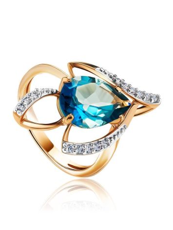 Golden Ring With Topaz And Crystals The Bay, Ring Size: 8 / 18, image 