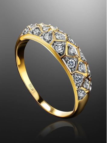 Yellow Gold Diamond Encrusted Ring, Ring Size: 8.5 / 18.5, image , picture 2