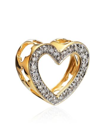 Golden Heart Shaped Pendant With White Diamonds, image , picture 3
