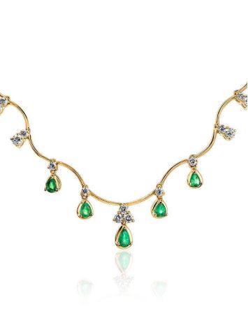 Golden Necklace With Emeralds And Diamonds The Oasis, image 