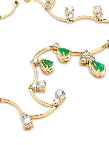 Golden Necklace With Emeralds And Diamonds The Oasis, image , picture 5