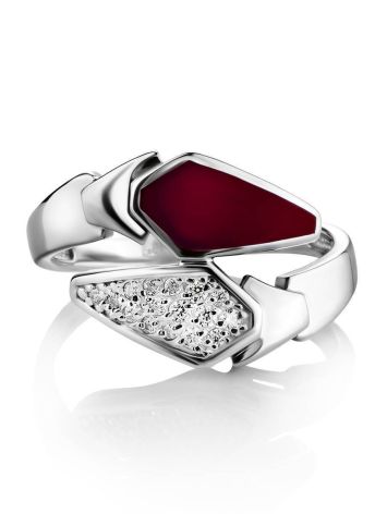 Red Enamel Silver Ring, Ring Size: 6 / 16.5, image , picture 3