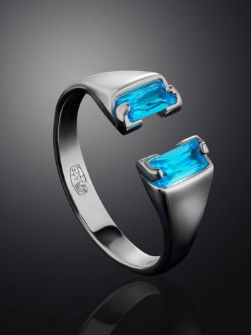 Designer Silver Ring With Synthetic Topaz, Ring Size: 6.5 / 17, image , picture 2