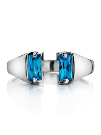 Designer Silver Ring With Synthetic Topaz, Ring Size: 6.5 / 17, image , picture 3