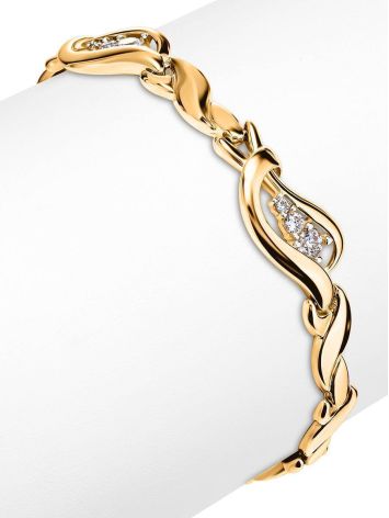 Golden Link Bracelet With Crystals, image , picture 3