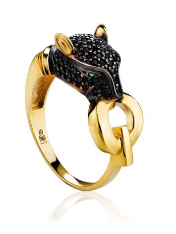 Golden Panther Ring With Crystals, Ring Size: 8 / 18, image 
