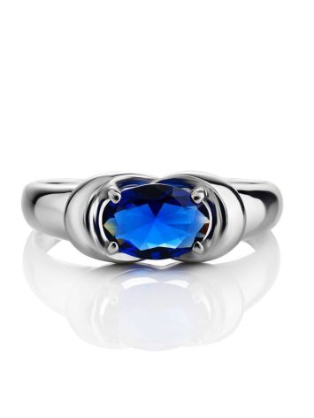 Sterling Silver Ring With Synthetic Sapphire, Ring Size: 6 / 16.5, image , picture 3