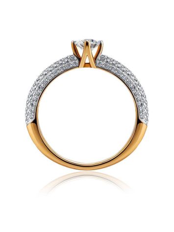 Golden Statement Ring With Diamonds, Ring Size: 6.5 / 17, image , picture 3