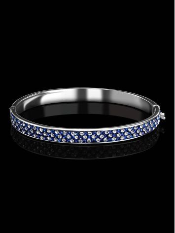 Silver Hinged Clasp Bracelet With Blue And White Crystals The Eclat, image , picture 2