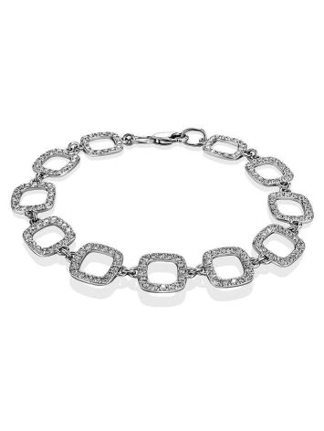 White Gold Crystal Link Bracelet With Crystals, image 