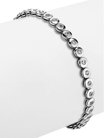 Golden Tennis Bracelet with White Crystals, image , picture 3