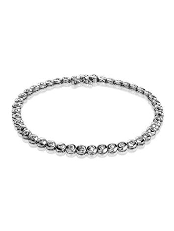 Golden Tennis Bracelet with White Crystals, image 