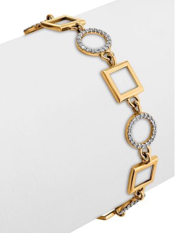 Geometric Golden Link Bracelet With Crystals, image , picture 3