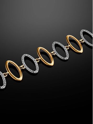 Golden Link Bracelet With Crystals, image , picture 2