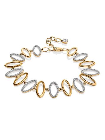 Golden Link Bracelet With Crystals, image 