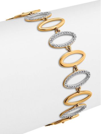 Golden Link Bracelet With Crystals, image , picture 3