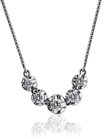 White Gold Chain Necklace With White Diamonds, image 