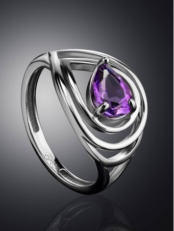 Silver Ring With Bright Amethyst Centerpiece, Ring Size: 6 / 16.5, image , picture 2