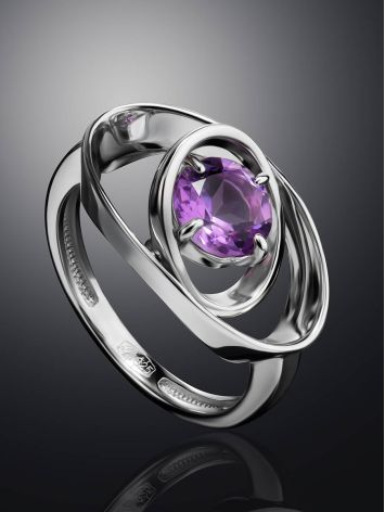 Silver Ring With Twinkling Amethyst Centerstone, Ring Size: 6 / 16.5, image , picture 2